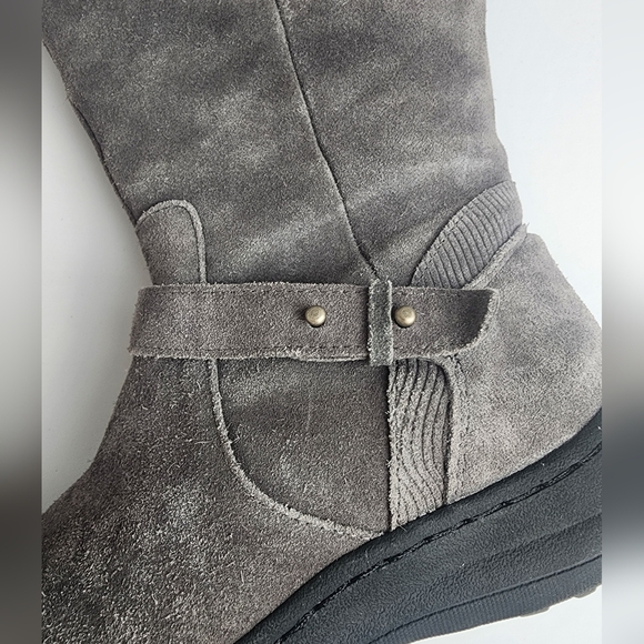 BareTraps Gray Sweater Cuff & Suede Faux Fur Lined Tall Boots 9 M Warm Winter - Picture 9 of 12